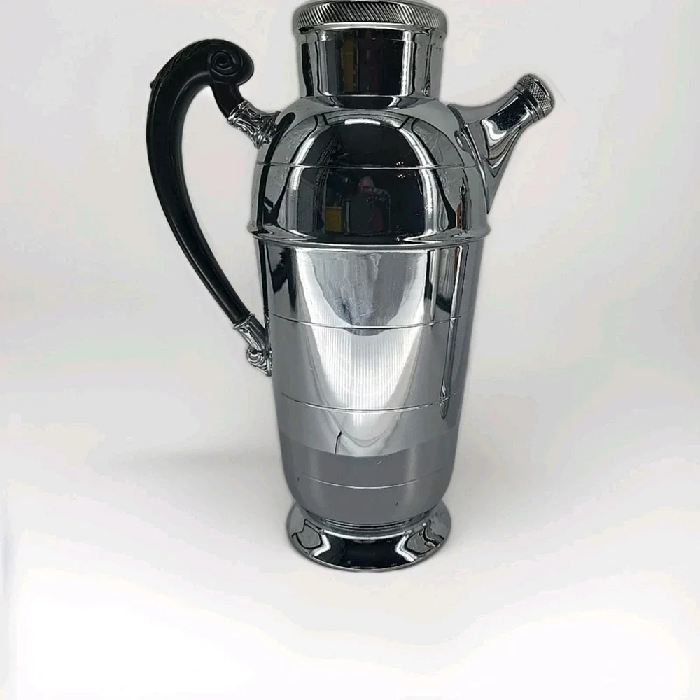 Vintage Farber‎ Bros Krome Kraft Art Deco Chrome Cocktail Shaker Bakelite Handle